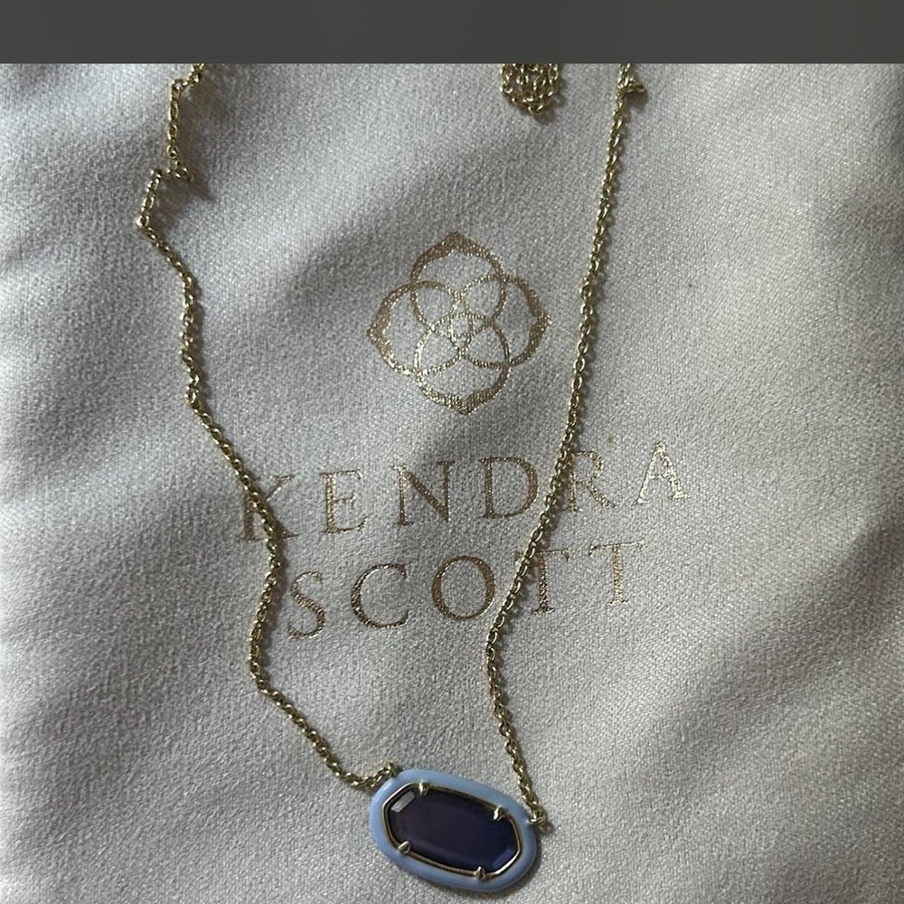 Kendra Scott Gold Necklace with Purple and Light Blue Pendant